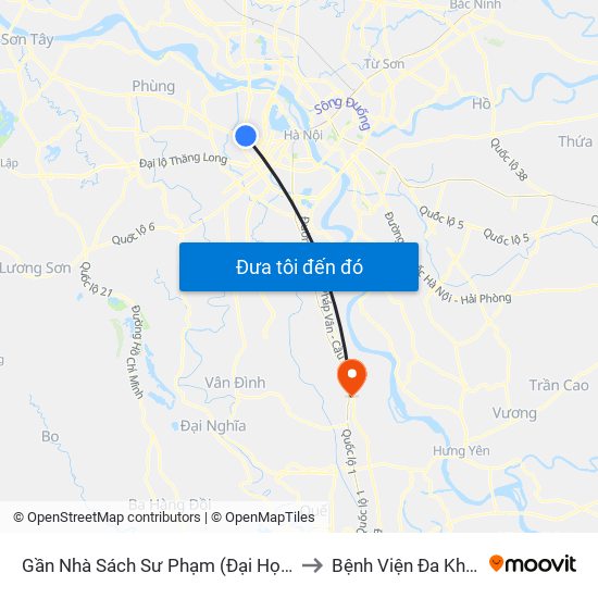 Gần Nhà Sách Sư Phạm (Đại Học Sư Phạm Hà Nội) - 136 Xuân Thủy to Bệnh Viện Đa Khoa Huyện Phú Xuyên map