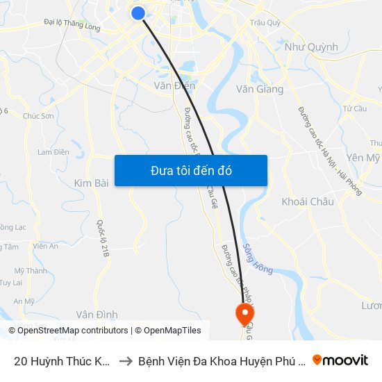 20 Huỳnh Thúc Kháng to Bệnh Viện Đa Khoa Huyện Phú Xuyên map