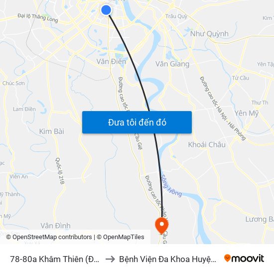 78-80a Khâm Thiên (Đối Diện 71) to Bệnh Viện Đa Khoa Huyện Phú Xuyên map