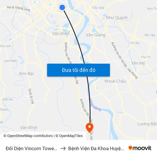 Đối Diện Vincom Tower - Bà Triệu to Bệnh Viện Đa Khoa Huyện Phú Xuyên map