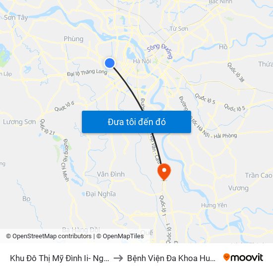 Khu Đô Thị Mỹ Đình Ii- Nguyễn Cơ Thạch to Bệnh Viện Đa Khoa Huyện Phú Xuyên map