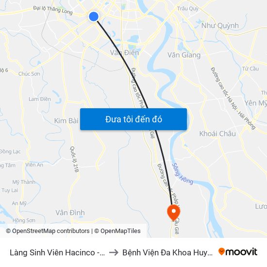 Làng Sinh Viên Hacinco - Nguyễn Tuân to Bệnh Viện Đa Khoa Huyện Phú Xuyên map