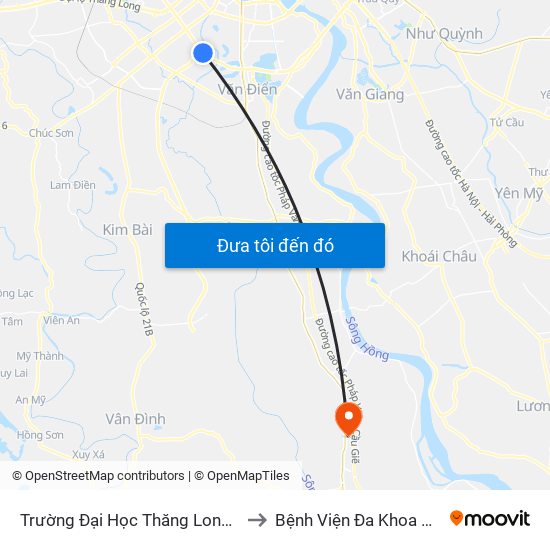 Trường Đại Học Thăng Long - Nghiêm Xuân Yêm to Bệnh Viện Đa Khoa Huyện Phú Xuyên map