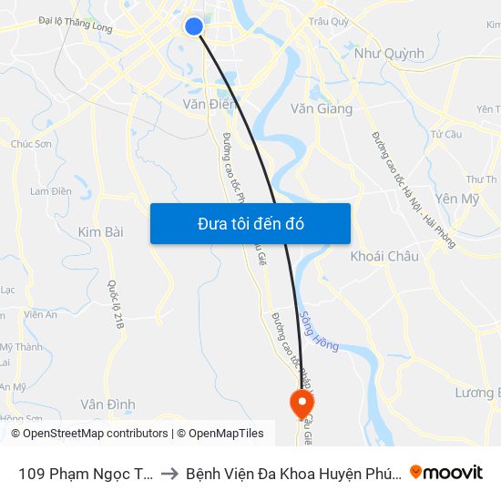 109 Phạm Ngọc Thạch to Bệnh Viện Đa Khoa Huyện Phú Xuyên map