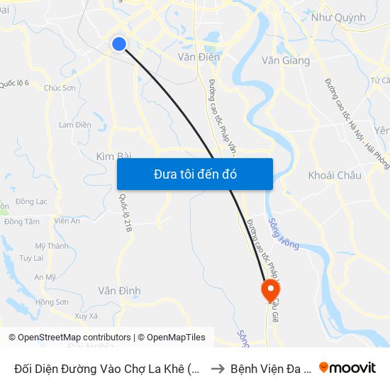 Đối Diện Đường Vào Chợ La Khê (Qua Ga Metro La Khê) - 405 Quang Trung (Hà Đông) to Bệnh Viện Đa Khoa Huyện Phú Xuyên map