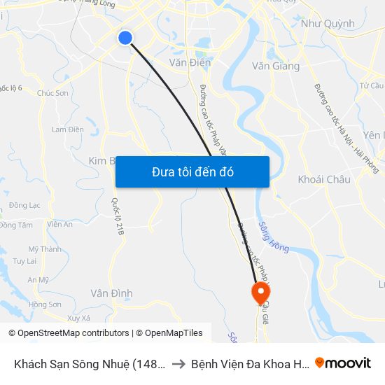 Khách Sạn Sông Nhuệ (148 Trần Phú- Hà Đông) to Bệnh Viện Đa Khoa Huyện Phú Xuyên map