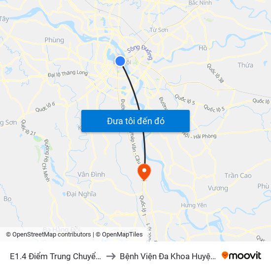 E1.4 Điểm Trung Chuyển Long Biên to Bệnh Viện Đa Khoa Huyện Phú Xuyên map
