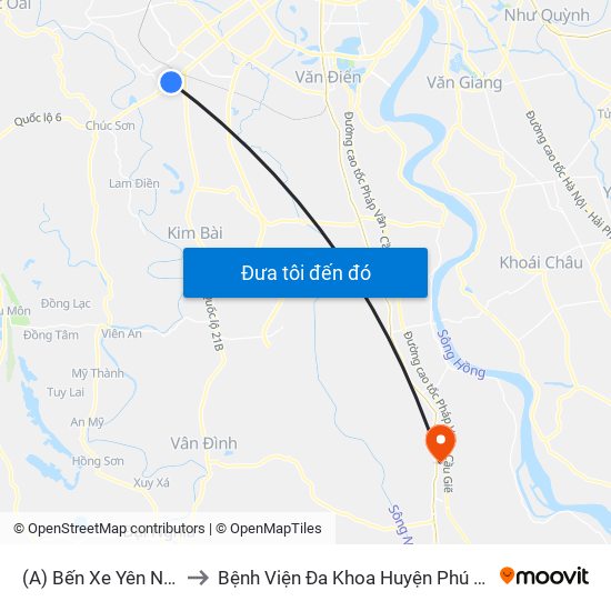 (A) Bến Xe Yên Nghĩa to Bệnh Viện Đa Khoa Huyện Phú Xuyên map