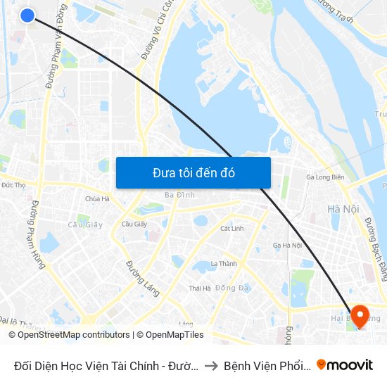 Đối Diện Học Viện Tài Chính - Đường Đức Thắng to Bệnh Viện Phổi Hà Nội map