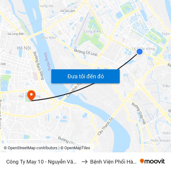 Công Ty May 10 - Nguyễn Văn Linh to Bệnh Viện Phổi Hà Nội map