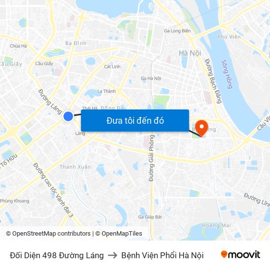 Đối Diện 498 Đường Láng to Bệnh Viện Phổi Hà Nội map