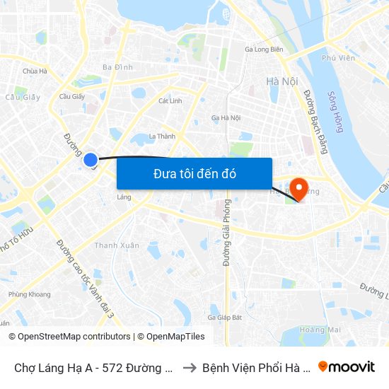 Chợ Láng Hạ A - 572 Đường Láng to Bệnh Viện Phổi Hà Nội map