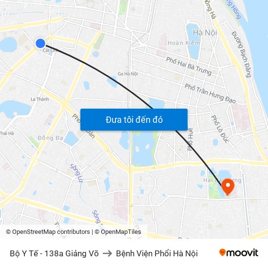 Bộ Y Tế - 138a Giảng Võ to Bệnh Viện Phổi Hà Nội map