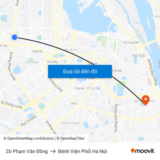 2b Phạm Văn Đồng to Bệnh Viện Phổi Hà Nội map