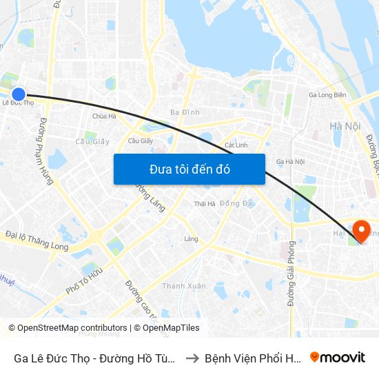 Ga Lê Đức Thọ - Đường Hồ Tùng Mậu to Bệnh Viện Phổi Hà Nội map