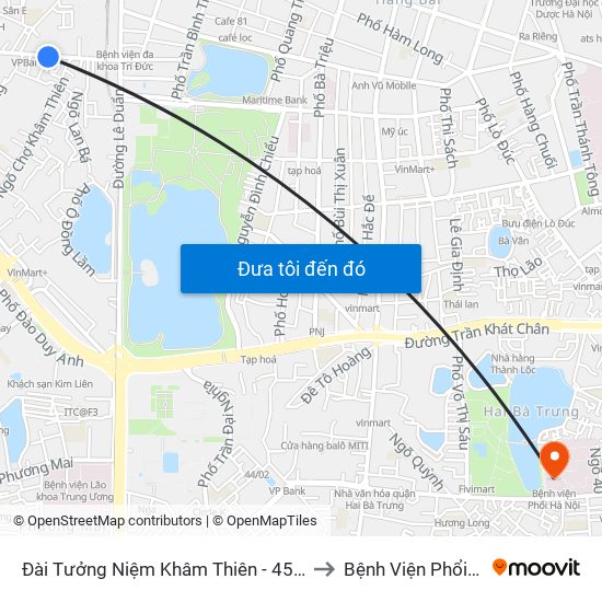 Đài Tưởng Niệm Khâm Thiên - 45 Khâm Thiên to Bệnh Viện Phổi Hà Nội map