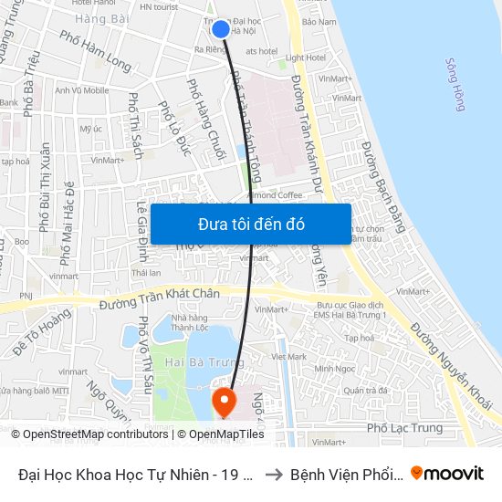 Đại Học Khoa Học Tự Nhiên - 19 Lê Thánh Tông to Bệnh Viện Phổi Hà Nội map