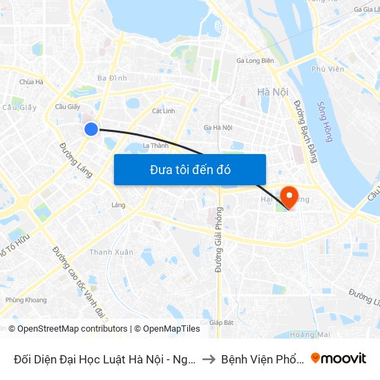Đối Diện Đại Học Luật Hà Nội - Nguyễn Chí Thanh to Bệnh Viện Phổi Hà Nội map