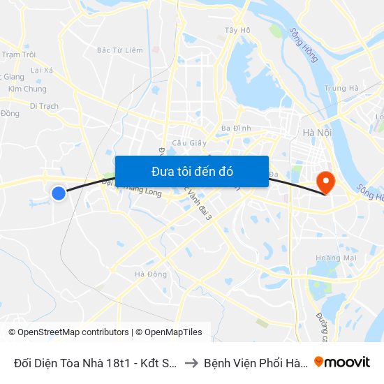 Đối Diện Tòa Nhà 18t1 - Kđt Sudico to Bệnh Viện Phổi Hà Nội map