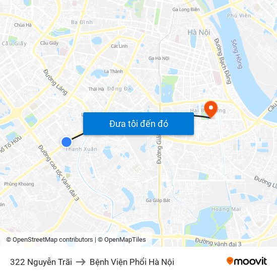 322 Nguyễn Trãi to Bệnh Viện Phổi Hà Nội map