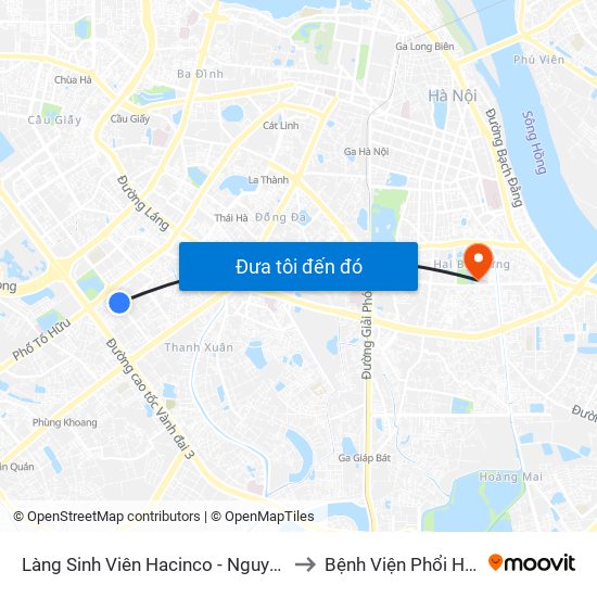 Làng Sinh Viên Hacinco - Nguyễn Tuân to Bệnh Viện Phổi Hà Nội map