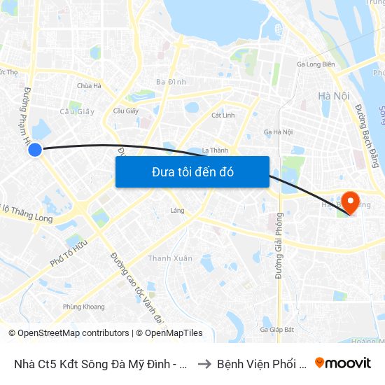 Nhà Ct5 Kđt Sông Đà Mỹ Đình - Phạm Hùng to Bệnh Viện Phổi Hà Nội map