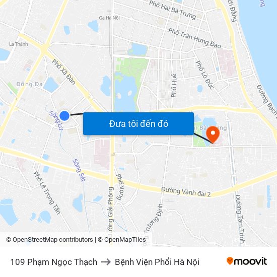 109 Phạm Ngọc Thạch to Bệnh Viện Phổi Hà Nội map