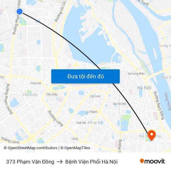 373 Phạm Văn Đồng to Bệnh Viện Phổi Hà Nội map