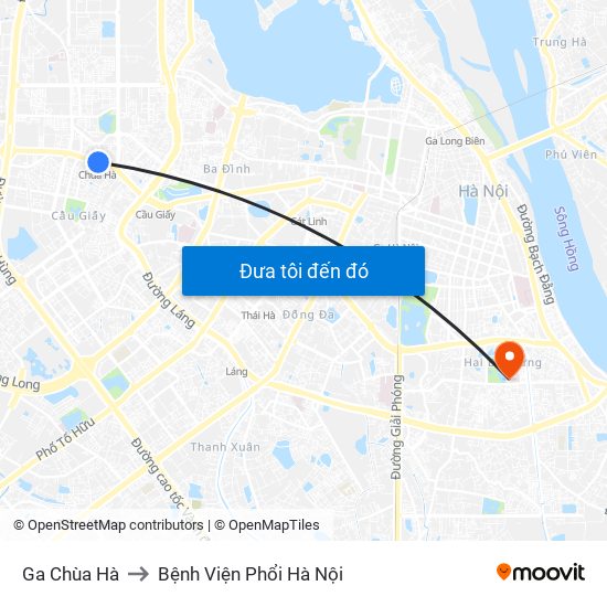 Ga Chùa Hà to Bệnh Viện Phổi Hà Nội map