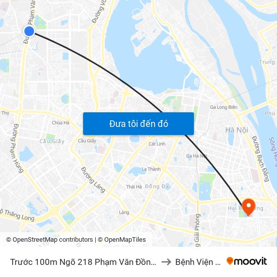 Trước 100m Ngõ 218 Phạm Văn Đồng (Đối Diện Công Viên Hòa Bình) to Bệnh Viện Phổi Hà Nội map