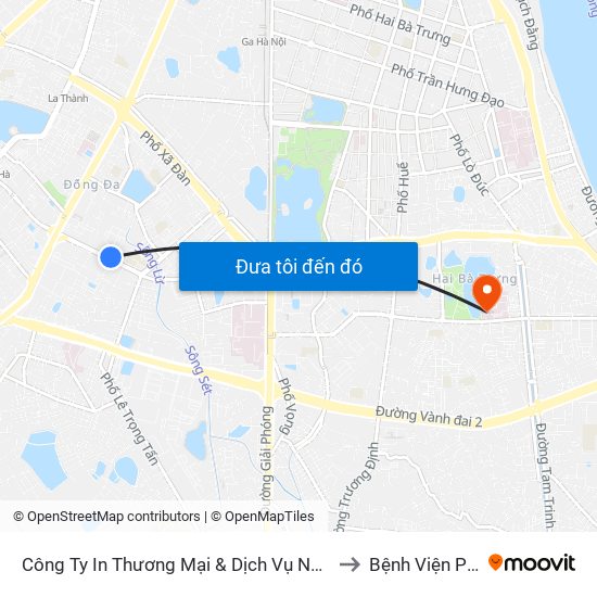 Công Ty In Thương Mại & Dịch Vụ Ngân Hàng - Số 10 Chùa Bộc to Bệnh Viện Phổi Hà Nội map