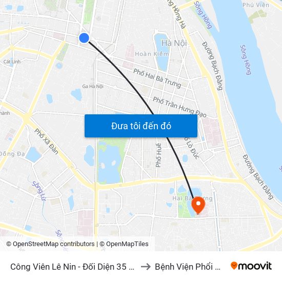 Công Viên Lê Nin - Đối Diện 35 Trần Phú to Bệnh Viện Phổi Hà Nội map