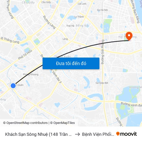 Khách Sạn Sông Nhuệ (148 Trần Phú- Hà Đông) to Bệnh Viện Phổi Hà Nội map