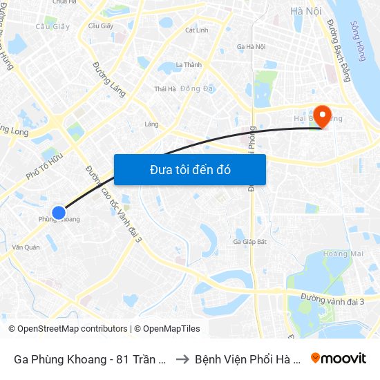 Ga Phùng Khoang - 81 Trần Phú to Bệnh Viện Phổi Hà Nội map