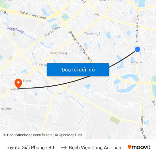 Toyota Giải Phóng - 807 Giải Phóng to Bệnh Viện Công An Thành Phố Hà Nội map