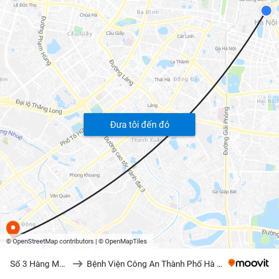 Số 3 Hàng Muối to Bệnh Viện Công An Thành Phố Hà Nội map