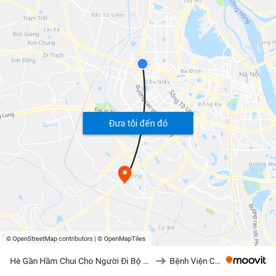 Hè Gần Hầm Chui Cho Người Đi Bộ Qua Đường Khu Vực Cầu Mai Dịch (Trước Cổng Trường Đhnn 70m) to Bệnh Viện Công An Thành Phố Hà Nội map