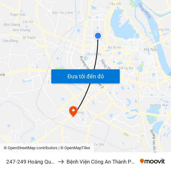 247-249 Hoàng Quốc Việt to Bệnh Viện Công An Thành Phố Hà Nội map