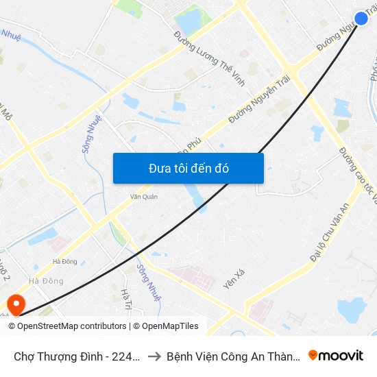 Chợ Thượng Đình - 224 Nguyễn Trãi to Bệnh Viện Công An Thành Phố Hà Nội map