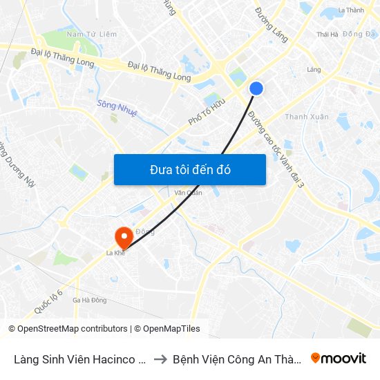 Làng Sinh Viên Hacinco - Nguyễn Tuân to Bệnh Viện Công An Thành Phố Hà Nội map