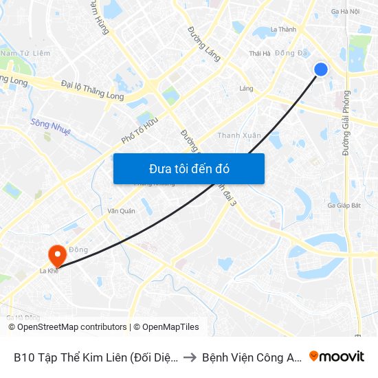 B10 Tập Thể Kim Liên (Đối Diện Ngõ 46b Phạm Ngọc Thạch) to Bệnh Viện Công An Thành Phố Hà Nội map