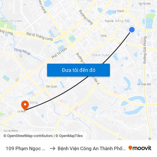 109 Phạm Ngọc Thạch to Bệnh Viện Công An Thành Phố Hà Nội map