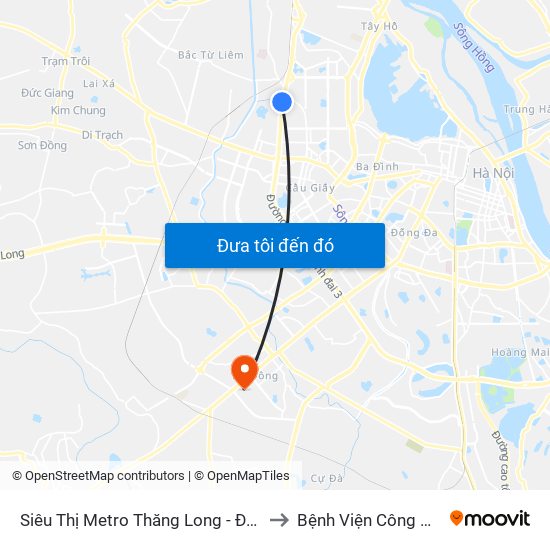 Siêu Thị Metro Thăng Long - Đối Diện Ngõ 599 Phạm Văn Đồng to Bệnh Viện Công An Thành Phố Hà Nội map