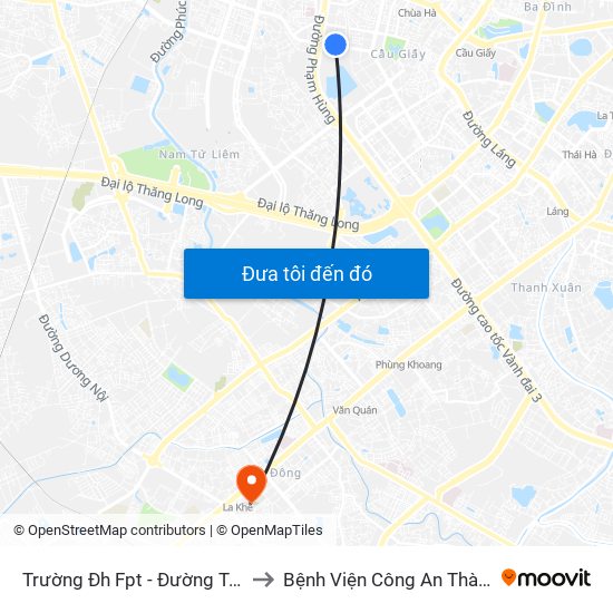 Trường Đh Fpt - Đường Tôn Thất Thuyết to Bệnh Viện Công An Thành Phố Hà Nội map