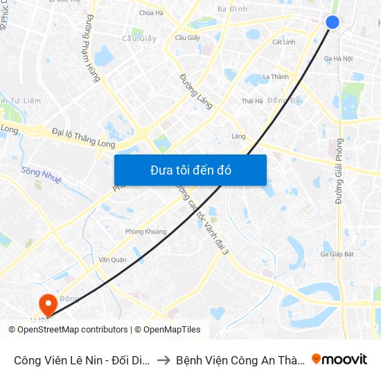 Công Viên Lê Nin - Đối Diện 35 Trần Phú to Bệnh Viện Công An Thành Phố Hà Nội map