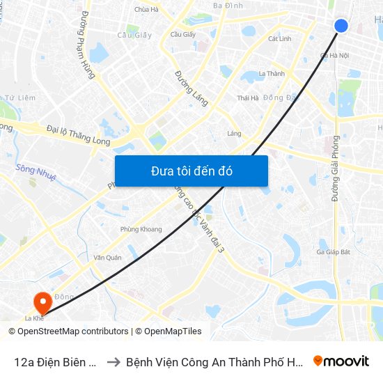 12a Điện Biên Phủ to Bệnh Viện Công An Thành Phố Hà Nội map