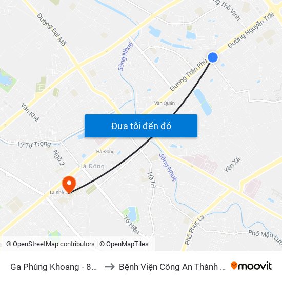 Ga Phùng Khoang - 81 Trần Phú to Bệnh Viện Công An Thành Phố Hà Nội map