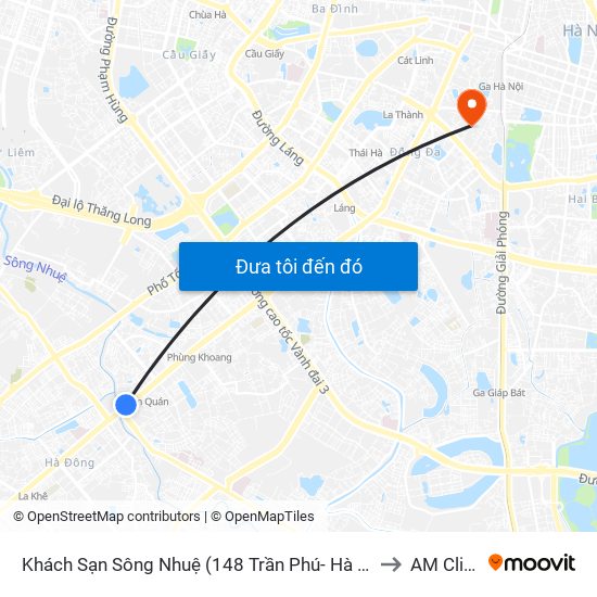 Khách Sạn Sông Nhuệ (148 Trần Phú- Hà Đông) to AM Clinic map
