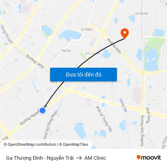Ga Thượng Đình - Nguyễn Trãi to AM Clinic map