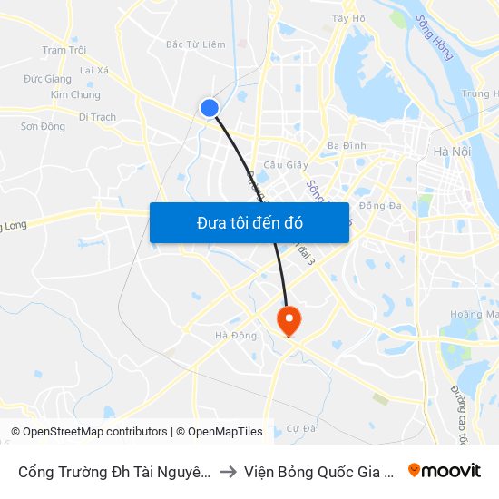 Cổng Trường Đh Tài Nguyên Môi Trường to Viện Bỏng Quốc Gia Lê Hữu Trác map